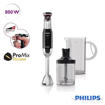 Philips Avance Collection Beluga 1000 ml Plastik Hazneli Turbolu 4 Bıçaklı 3'lü Mini El Blender Siyah