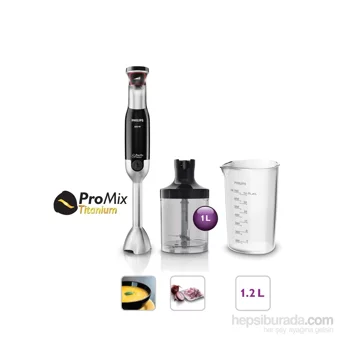 Philips Avance Collection Beluga 1000 ml Plastik Hazneli Turbolu 4 Bıçaklı 3'lü Mini El Blender Siyah