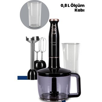 Goldmaster Bestmax 1500 ml Plastik Hazneli Turbolu 4 Bıçaklı 4'lü Blender Seti Siyah