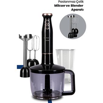 Goldmaster Bestmax 1500 ml Plastik Hazneli Turbolu 4 Bıçaklı 4'lü Blender Seti Siyah