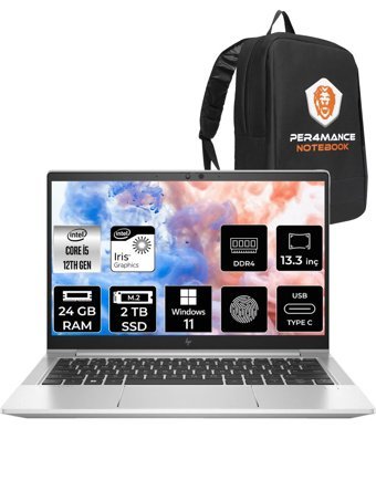 HP Elitebook 630 G9 6S6Y3EA Harici Intel Iris Xe Graphics Eligible Intel Core i5 1235U 24 GB Ram 2 + 2 TB SSD 13.3 inç Full HD Windows 11 Pro Laptop + Per4 Çanta