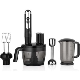 Korkmaz Mia Multi 1750 ml Plastik Hazneli 4 Bıçaklı 4'lü Blender Seti Siyah Krom