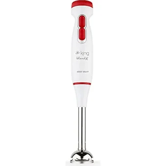 King Blendx 1500 ml Plastik Hazneli Turbolu 4 Bıçaklı Blender Seti Beyaz-Kırmızı