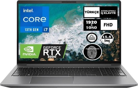 HP MWS Zbook Power G10 865R1EA Harici Quadro RTX 3000 Intel Core i7 13700H 48 GB Ram 1 TB SSD 15.6 inç Full HD Windows 11 Pro Laptop