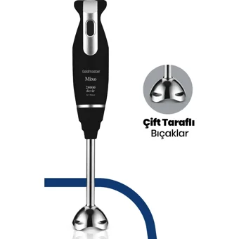 Goldmaster Mixo 4 Bıçaklı Tekli El Blender Siyah