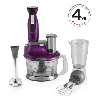 Arzum Hestia AR1058 1500 ml Plastik Hazneli Buz Kırıcılı Turbolu Çift Bıçaklı 3'lü Blender Seti Mor