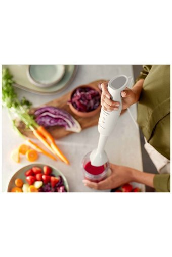 Philips 500 ml Plastik Hazneli Turbolu Çift Bıçaklı 4'lü Mini El Blender Beyaz