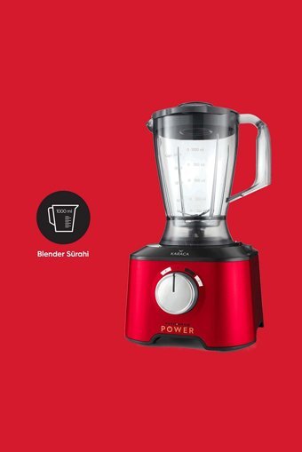 Karaca Mastermaid Power Multifunctional 1500 ml Plastik Hazneli 4 Bıçaklı 10'lu Blender Seti Kırmızı
