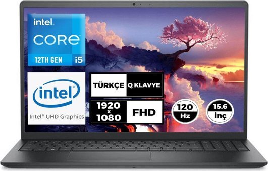 Dell Vostro 3520 N1611PV3520U 013 Harici Intel Iris Xe Graphics Eligible Intel Core i5 1235U 8 GB Ram 1 TB HDD + 512 GB SSD 15.6 inç Full HD Ubuntu Laptop