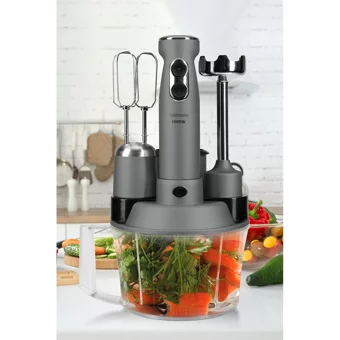 Goldmaster Elanamax 1500 ml Plastik Hazneli Turbolu 4 Bıçaklı 5'li Blender Seti Antrasit