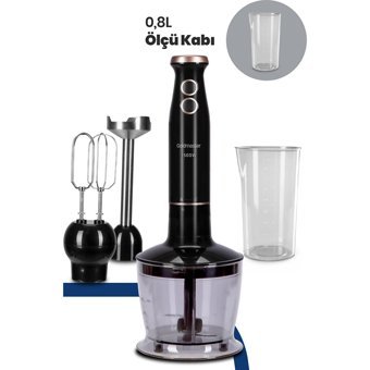 Goldmaster Bestblend 3 ın 1 800 ml Plastik Hazneli Turbolu 4'lü Blender Seti Siyah