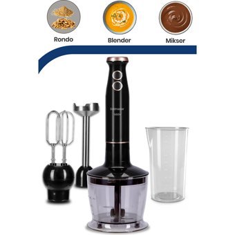 Goldmaster Bestblend 3 ın 1 800 ml Plastik Hazneli Turbolu 4'lü Blender Seti Siyah