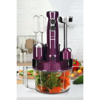 Goldmaster 1500 ml Plastik Hazneli Turbolu 4 Bıçaklı Blender Seti Mürdüm