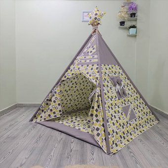 Henna Prime 456 Üçgen Kızılderili  Oyun Çadırı Gri