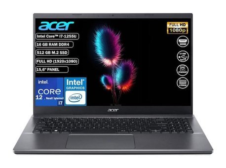Acer Extensa 15 EX215-55 Harici Intel Iris Xe Graphics Eligible Intel Core i7 1255U 16 GB Ram 512 GB SSD 15.6 inç Full HD FreeDos Laptop