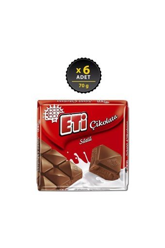 Eti Kare Sütlü Çikolata 70 gr 6 Adet