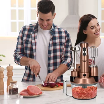 Goldmaster Robotix 5 ın 1 1500 ml Plastik Hazneli Turbolu 4 Bıçaklı 5'li Blender Seti Gold