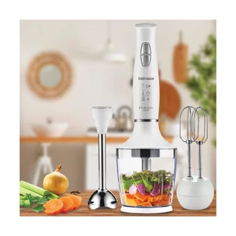Goldmaster Kitchenmix 800 ml Plastik Hazneli Turbolu 4 Bıçaklı 3'lü Blender Seti Beyaz