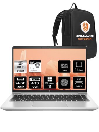 HP Probook 440 G9 5Y3Z3EA Harici Intel Iris Xe Graphics Eligible Intel Core i7 1255U 24 GB Ram 4 TB SSD 14 inç Full HD Windows 11 Pro Laptop + PER4 Çanta