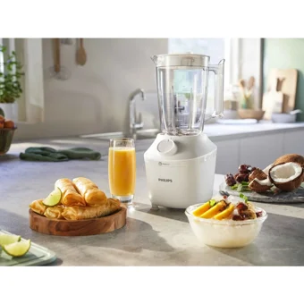 Philips 1900 ml Plastik Hazneli Buz Kırıcılı Turbolu Tekli Mini Sürahili Blender Beyaz