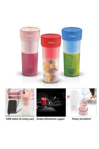 Kiwi KSB 250 ml Plastik Hazneli Kişisel Tekli Mini Blender Kırmızı
