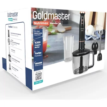 Goldmaster Nutrimax 1500 ml Plastik Hazneli Turbolu 4 Bıçaklı 4'lü Blender Seti Siyah
