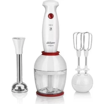 Arzum Hipermix AR1030 900 ml Plastik Hazneli Çift Bıçaklı 3'lü Blender Seti Beyaz