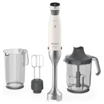 Arzum Technoart Maxi AR1065 1500 ml Plastik Hazneli Çift Bıçaklı 3'lü Blender Seti Krem