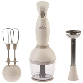 Karaca Pro- Latte Plastik Hazneli Turbolu 4 Bıçaklı 3'lü Blender Seti Krem