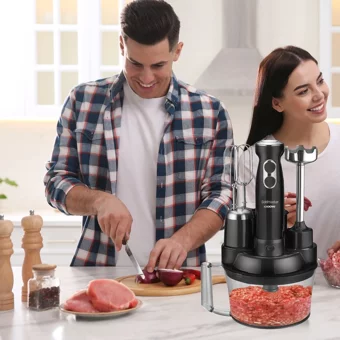 Goldmaster Robotix 5 ın 1 1500 ml Plastik Hazneli Turbolu 4 Bıçaklı 5'li Blender Seti Siyah