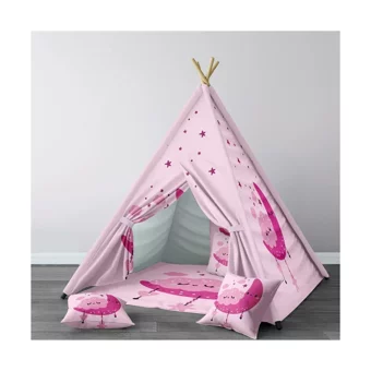 Instababyrooms 228 2-4 Yaş Üçgen Kızılderili Kız Gece Oyun Çadırı Pembe