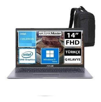 Asus Vivobook 14 X415MA-EK385W Harici Intel UHD Graphics Intel Celeron N4020 4 GB Ram 256 GB SSD 14 inç Full HD Windows 11 Home Laptop + Çanta