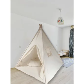 Yhh Kids 1423 3-9 Yaş Işıklı Üçgen Kızılderili Kız Oyun Çadırı Bej
