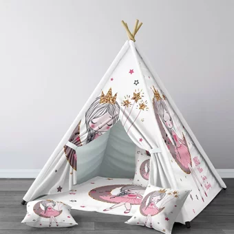 Tugu Home Baby 86 Üçgen Kızılderili Kız Uyku Oyun Çadırı Beyaz