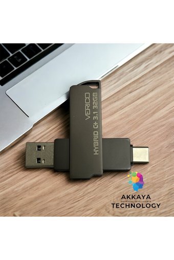 Verico Hybrid C+ USB 3.1 Usb Type-C 32 GB Flash Bellek Siyah