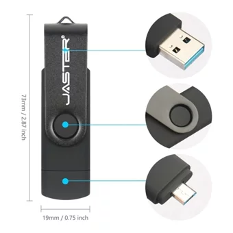 Jaster Mini Çift Taraflı USB 3.0 Usb Type-A 64 GB Flash Bellek Siyah
