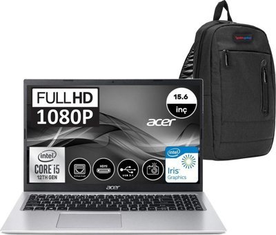 Acer Aspire 3 A315-58 CNXADDEY005 Harici Intel Iris Xe Graphics Intel Core i5 1135G7 8 GB Ram 256 GB SSD 15.6 inç Full HD FreeDos Laptop + Zetta Çanta
