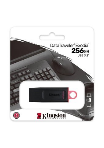 Kingston Data Traveler Exodia USB 3.2 Usb Type-A 256 GB Flash Bellek Pembe Siyah