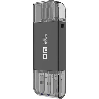 Dm APD005 Çift Taraflı USB 3.1 Lightning - Type-C 64 GB Flash Bellek Siyah