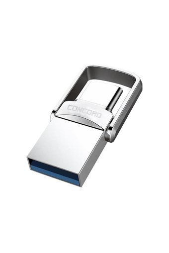 Concord C-OTG Mini Çift Taraflı USB 2.0 Usb Type-A Type-C 32 GB Flash Bellek Gümüş