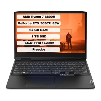 Lenovo Ideapad Gaming 3 15ARH7 82SB00X6TX64 Harici GeForce RTX 3050 Tİ AMD Ryzen 7 6800H 64 GB Ram 1 TB SSD 15.6 inç Full HD FreeDos Oyuncu Laptop