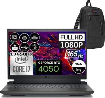Dell Gaming G15 5530 G155530010WP04 Harici GeForce RTX 4050 Intel Core i7 13650HX 32 GB DDR5 Ram 512 GB SSD 15.6 inç Full HD Windows 11 Pro Oyuncu Laptop + Zetta Çanta