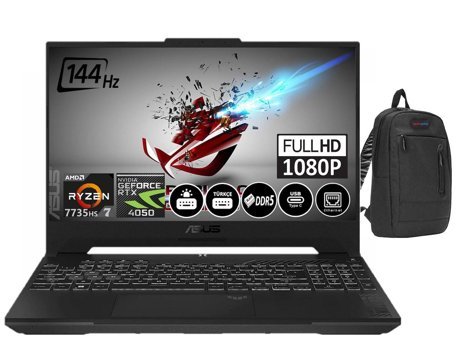 Asus Tuf Gaming A15 FA507NU-LP053 Harici GeForce RTX 4050 AMD Ryzen 7 7735HS 64 GB DDR5 Ram 512 GB SSD 15.6 inç Full HD Windows 11 Home Oyuncu Laptop + Zetta Çanta