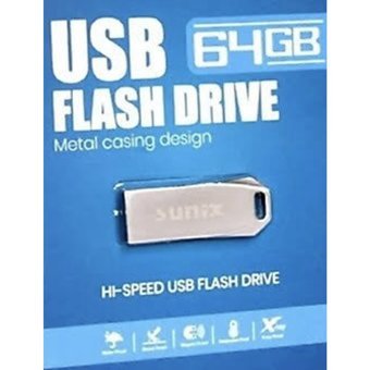 Sunix Şifreli USB 2.0 Usb Type-A 64 GB Flash Bellek Gümüş
