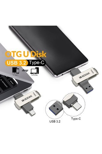 Kodak K273 USB 3.2 Usb Type-C 128 GB Flash Bellek Gri
