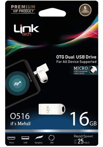 Linktech Lof-O516 Micro Premium Çift Taraflı USB 3.0 Usb Type-A 16 GB Flash Bellek Gümüş
