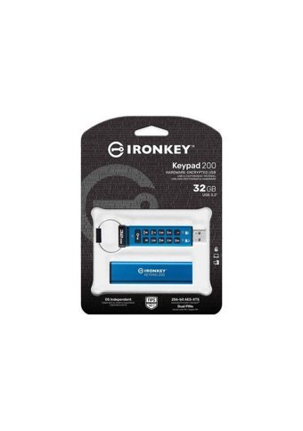 Kingston Ironkey Keypad 200 USB 2.0 Usb Type-A 32 GB Flash Bellek Mavi