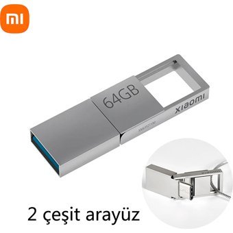 Xiaomi Çift Taraflı USB 3.2 Usb Type-C 64 GB Flash Bellek Gümüş
