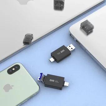 Dm APD005 Çift Taraflı USB 3.1 Lightning - Type-C 256 GB Flash Bellek Siyah