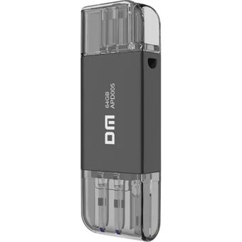 Dm APD005 Çift Taraflı USB 3.1 Lightning - Type-C 256 GB Flash Bellek Siyah